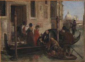 Leszállás Velencében. Távolban S. Maria delle Salute alkotó: Wilhelm Marstrand