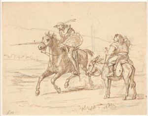 Amíg Sancho néz, Don Quijote támad