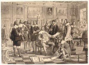 A tőzsde tervét Chr. 4. a rosenborgi közönségteremben alkotó: Wilhelm Marstrand
