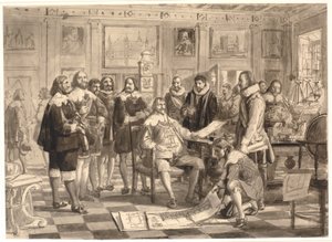A tőzsde tervét Chr. 4. a rosenborgi közönségteremben alkotó: Wilhelm Marstrand