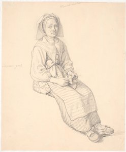 Ülő svéd nő kötöttáruval alkotó: Wilhelm Marstrand