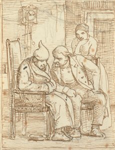 Két férfi beszélget, a régi televízió. hálósapkával. Szintén nő alkotó: Wilhelm Marstrand