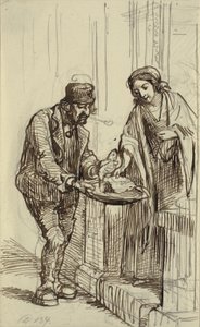 Fiatal hölgy és halkereskedő alkotó: Wilhelm Marstrand