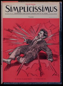 Leon Trockij (1879-1940) támadás alatt álló karikatúrája, a Simplicisissimus magazinból, 1928. október (színes litó)