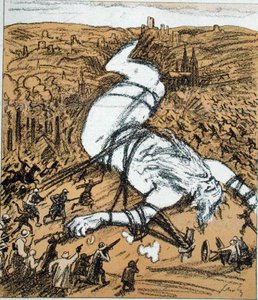 Rajna atya, a Ruhr-vidék francia megszállásának karikatúrája, a „Simplicissimus”-ból