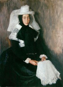 Lány Langgoensből vallásos ruhában (olaj, vászon) alkotó: Wilhelm Thielmann