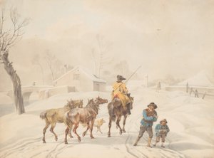 Posta lovon téli tájon, kb. 1798.