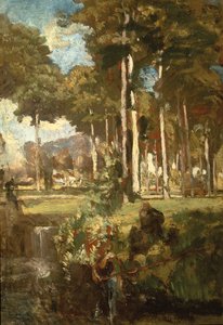 Berkenbos (olaj a panelen) alkotó: Willem Adriaan van Konijnenburg