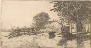 Ház a vízen a hágai Binckhorstban alkotó: Willem Adrianus Grondhout (signed by artist)