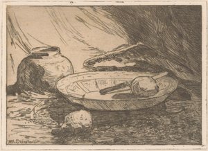 Csendélet fazék és tál alkotó: Willem Adrianus Grondhout (signed by artist)