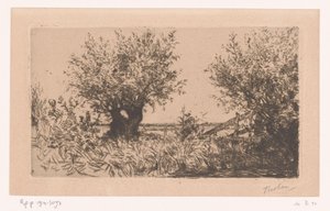 Táj réttel, szárfüzekkel és kerítéssel Willows (Kaag) (eredeti cím)