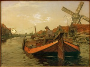 Trekking bárka a csatornában alkotó: Willem Bastiaan Tholen