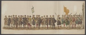 1862-es delfti felvonulás, hetedik és nyolcadik csoport A delfti Királyi Akadémia negyedik Lustrumja - Ao. 1862 - Costumed Optogt (sorozat címe a tárgyon) alkotó: Willem Bernardus IJzerdraat