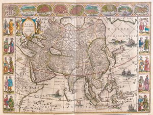 Ázsia, Willem Blaeu "Theatrum Orbis Terrarum, sive Atlas Novus" című művében, Amszterdam, Amszterdam alkotó: Willem Blaeu