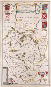 Bedford shire, a Willem Blaeu által készített "Theatrum Orbis Terrarum, sive Atlas Novus"-ban (Amszterdam). alkotó: Willem Blaeu