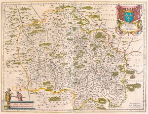 Berri, Nivernois, Borbonnois, a Willem Blaeu által készített "Theatrum Orbis Terrarum, sive Atlas Novus"-ban (Amszterdam). alkotó: Willem Blaeu