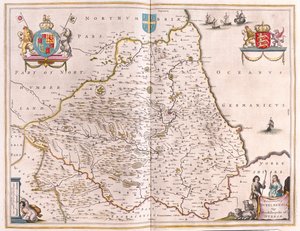Durhami Bishoprike, a Willem Blaeu által készített "Theatrum Orbis Terrarum, sive Atlas Novus"-ban, Amszterdam, Amszterdam alkotó: Willem Blaeu