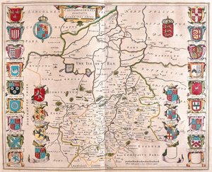 Cambridge shire, a Willem Blaeu által készített "Theatrum Orbis Terrarum, sive Atlas Novus"-ban (Amszterdam). alkotó: Willem Blaeu