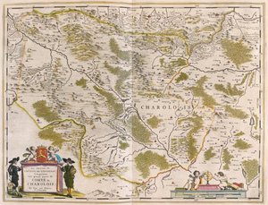Charlois a Burgundban, Willem Blaeu "Theatrum Orbis Terrarum, sive Atlas Novus" című művében, Amszterdam. alkotó: Willem Blaeu