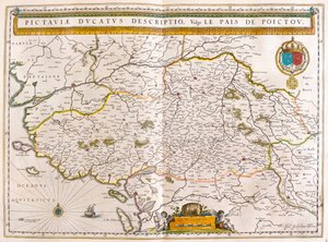 Nantes és Rochelle partvonala és városai, Willem Blaeu "Theatrum Orbis Terrarum, sive Atlas Novus" című könyvében, Amszterdam, Amszterdam. alkotó: Willem Blaeu
