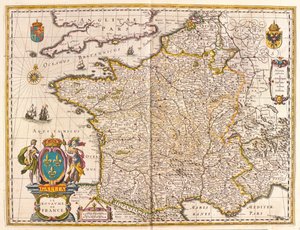 Franciaország, a Willem Blaeu által készített "Theatrum Orbis Terrarum, sive Atlas Novus"-ban (Amszterdam). alkotó: Willem Blaeu