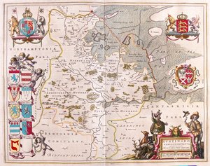 Huntington shire, a Willem Blaeu által készített "Theatrum Orbis Terrarum, sive Atlas Novus"-ban, Amszterdam, Amszterdam alkotó: Willem Blaeu