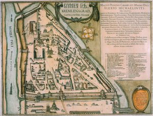 A moszkvai Kreml térképe, Castellum Urbis Moskvae, Oroszország, 1597