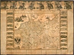 Willem Janszoon Blaeu új és pontos illusztrációja Németország teljes egészében, rézlemez, Amszterdamban nyomtatva alkotó: Willem Blaeu