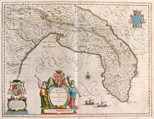 Otranto, Salento, Lecce, Puglia, Olaszország, Willem Blaeu, Amszterdam, "Theatrum Orbis Terrarum, sive Atlas Novus" című művében. alkotó: Willem Blaeu