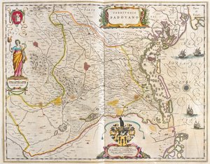 Padova, Olaszország, az amszterdami Willem Blaeu "Theatrum Orbis Terrarum, sive Atlas Novus" című művében. alkotó: Willem Blaeu