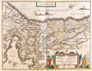 Palesztina, a Willem Blaeu által készített "Theatrum Orbis Terrarum, sive Atlas Novus"-ban (Amszterdam). alkotó: Willem Blaeu
