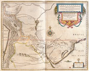 Paraguay és Rio d la Plata, a Willem Blaeu által készített "Theatrum Orbis Terrarum, sive Atlas Novus"-ban (Amszterdam). alkotó: Willem Blaeu