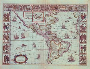 Dél-Amerika térképét ábrázoló tábla alkotó: Willem Blaeu