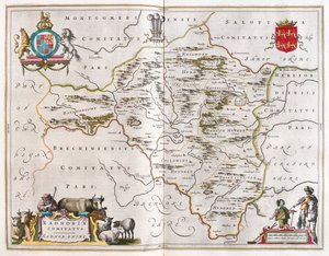 Radnorshire, a Willem Blaeu által készített "Theatrum Orbis Terrarum, sive Atlas Novus"-ban, Amszterdam, Amszterdam alkotó: Willem Blaeu