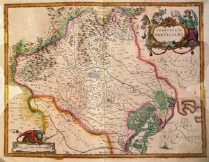 Olaszország régiói, Treviso területe, Veneto régió, Olaszország – Willem Janszoon Blaeu alkotó: Willem Blaeu