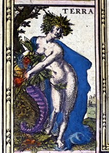 A Föld, az 1655-ben Amszterdamban nyomtatott W. Blaeu atlaszában szereplő négy elem egyike. alkotó: Willem Blaeu