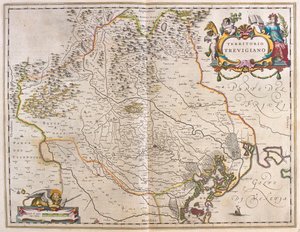 Treviso, Olaszország, az amszterdami Willem Blaeu "Theatrum Orbis Terrarum, sive Atlas Novus" című művében. alkotó: Willem Blaeu