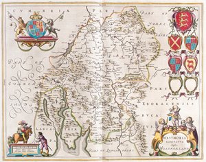 Westmorland, a Willem Blaeu által készített "Theatrum Orbis Terrarum, sive Atlas Novus"-ban, Amszterdam, Amszterdam alkotó: Willem Blaeu