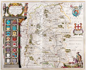 Wilshire, a Willem Blaeu által készített "Theatrum Orbis Terrarum, sive Atlas Novus"-ban, Amszterdam, Amszterdam alkotó: Willem Blaeu