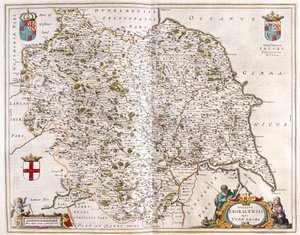 Yorkshire, a Willem Blaeu által készített "Theatrum Orbis Terrarum, sive Atlas Novus"-ban, Amszterdam, Amszterdam alkotó: Willem Blaeu