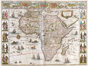 Afrika, a Willem Blaeu által készített "Theatrum Orbis Terrarum, sive Atlas Novus"-ban (Amszterdam). alkotó: Willem Blaeu