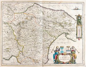 Bari és Basilicata városa, Olaszország,a Willem Blaeu által készített "Theatrum Orbis Terrarum, sive Atlas Novus"-ban, Amszterdam, Amszterdam alkotó: Willem Blaeu