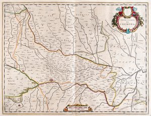 az olaszországi Cremona városa az amszterdami Willem Blaeu által készített "Theatrum Orbis Terrarum, sive Atlas Novus" című műben. alkotó: Willem Blaeu