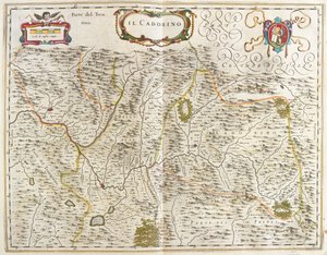 il Cadore (veneto) Olaszország, a Willem Blaeu által készített "Theatrum Orbis Terrarum, sive Atlas Novus"-ban (Amszterdam). alkotó: Willem Blaeu