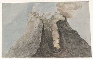 Binnenzijde van krater Etna Az Etna-kráter belső képe (cím a tárgyon) Utazások Olaszországban, Szicíliában és Máltán - 1778 (sorozat címe) alkotó: Willem Carel Dierkens
