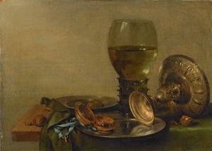 Csendélet ezüst tazzával alkotó: Willem Claesz. Heda