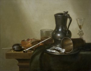 Dohánycsendélet, 1637 alkotó: Willem Claesz. Heda