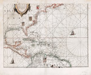 Insvlæ Americanæ in Oceano Septentrionali cum terris adjacentibus. LOC 2003630536 alkotó: Willem Janszoon Blaeu