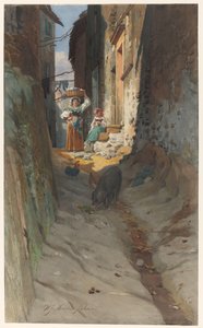 Kilátás egy kis utcára Rocca di Papa városában alkotó: Willem Johann Martens