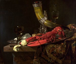 Csendélet a Szent Sebestyén íjászok céhének ivókürtjével, homár és szemüveg, 1653 körül (olaj, vászon)